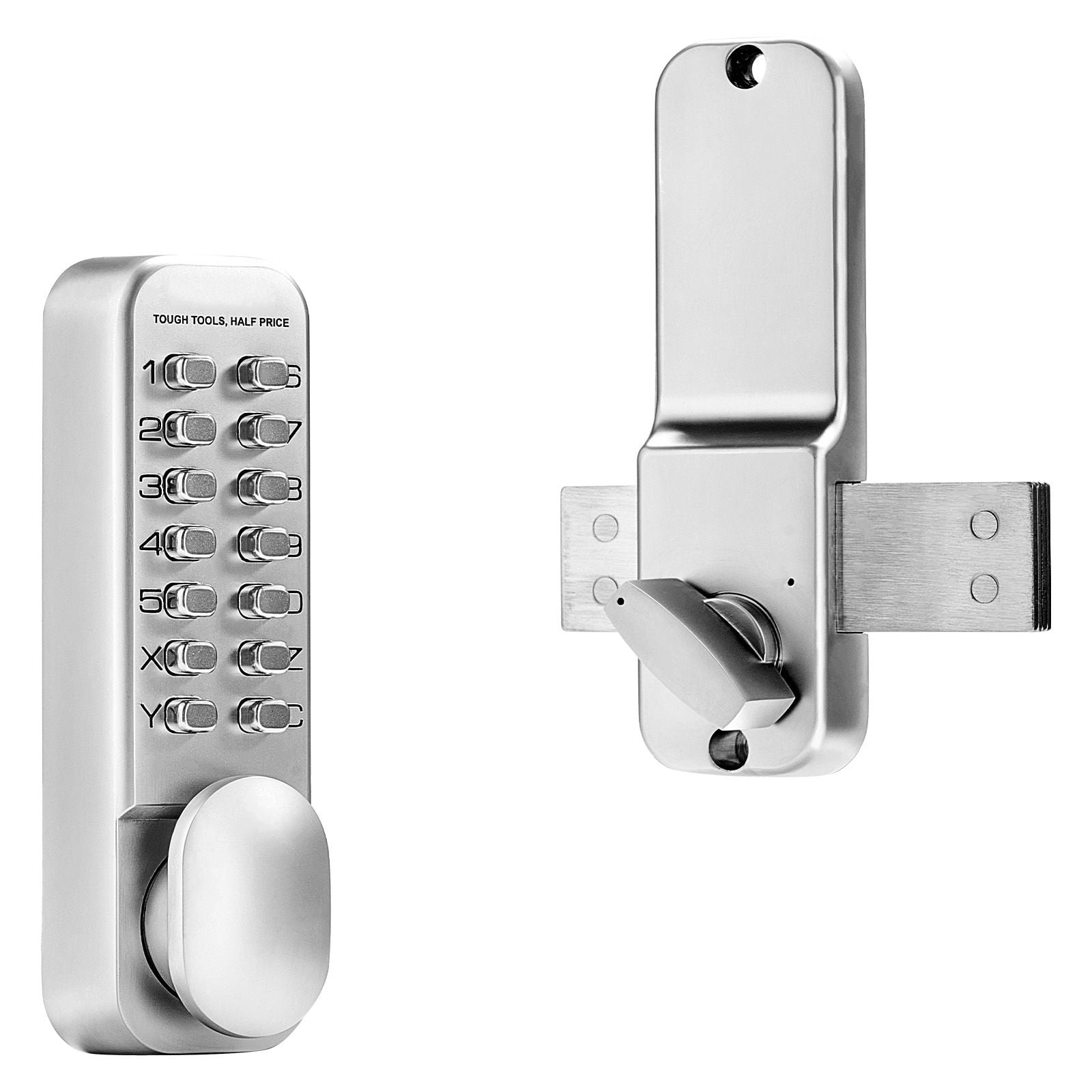 Mechanical Keyless Door Lock, Gen2 with Adjustable Handles, Surface Mount 1.4-2.5 Inch Door Compatibility, Zinc Alloy, No Batteries for Gate Garden Garage