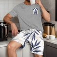 thumbnail image 2 of BXJX Men's Pajama Sets- Crewneck Short Sleeve Shirts and Shorts Casual 2-piece Summer Raglan Sleepwear Gray Size 2XL, 2 of 6