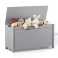 thumbnail image 3 of Kids Wooden Toy Chest, 2 In 1 Large Toy Storage Truck Bench with Flip-Top Lid, 2 Safety Hinges & Groove Handle, Toddler Big Toy Box for Playroom & Bedroom, Gift for Boys Girls Age 3+ (Gray), 3 of 7