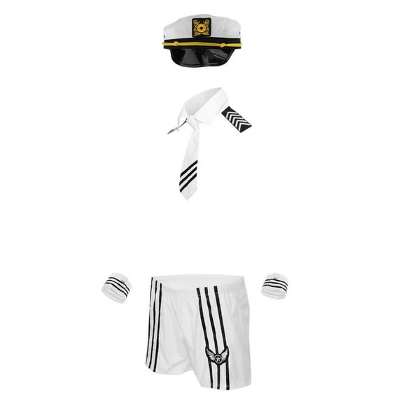 Conjunto de traje de de lencería erótica de disfraz para hombre ( + sombrero + par de pulseras + pantalones cortos) Macarena Traje de cosplay de marinero para hombre