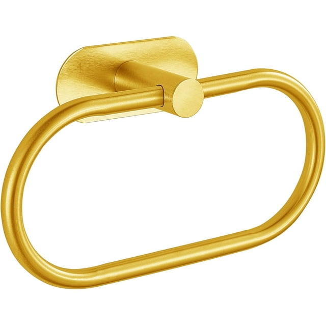 YISITIAN Porte-Serviettes, Porte-Serviettes en Acier Inoxydable Auto-Adhésif pour Salle de Bain, Support Mural Rond Moderne Sans Perçage, Accessoire de Salle de Bain Antirouille (Or) AZ1014-4622