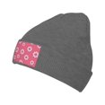 thumbnail image 1 of ZICANCN Abstract Flower Design Knit Bonnet Hat, Bonnet d'Hiver Doux Chaud Classique pour Hommes Femmes, Gris Foncé, 1 of 6