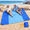 Blue-118x108", variant on Beach Blanket With Umbrella Hole Waterproof Nylon Mat 7ft