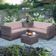 thumbnail image 3 of Patiojoy 4 Pieces Patio Rattan Furniture Set Wicker Conversation Table &Chair, 3 of 8