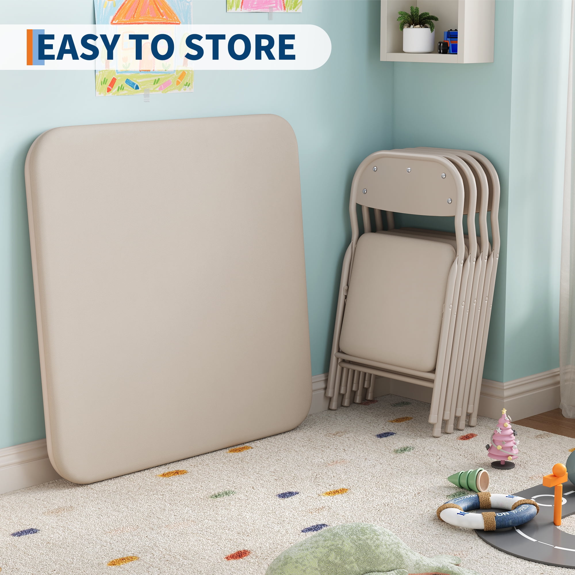 Folding Children's Table and Chair Set - Portable Kids Study Table and Chair, Folding Kids Chair, Children's Desk and Chair, Folding Study Table