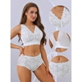 thumbnail image 3 of Unique Bargains Women's Lace Bra and Panty Sets Wire-free Bras Lingerie Set White 38 E, 3 of 6