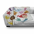 thumbnail image 2 of Underwater Soft Flannel Fleece Throw Blanket, Illustration of Colorful Mermaids and Sea Friends Kids Cheering Joyful, Cozy Plush for Indoor and Outdoor Use, 50" x 60", Multicolor, by Ambesonne, 2 of 5