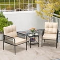 thumbnail image 4 of Costway 3 PCS Patio Bistro Set with Tempered Glass Table Chairs Back and Seat Cushions, 4 of 10