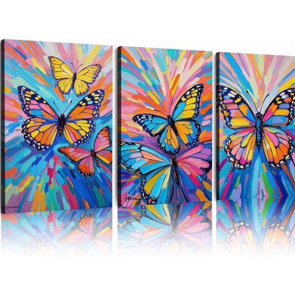 Hieng Unframed Wall Art Canvas Butterfly Insect Original Art Animal Oil Painting Small Mural