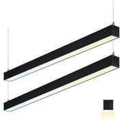 LEONLITE 2-Pack 4FT 55W Architectural Direct Indirect LED Suspension Linear Light, DLC Listed, 40W 4600LM Downlight 15W 1725LM Uplight, 3K/4K/5K Selectable, 6325LM Dimmable Office Light, ETL, Black