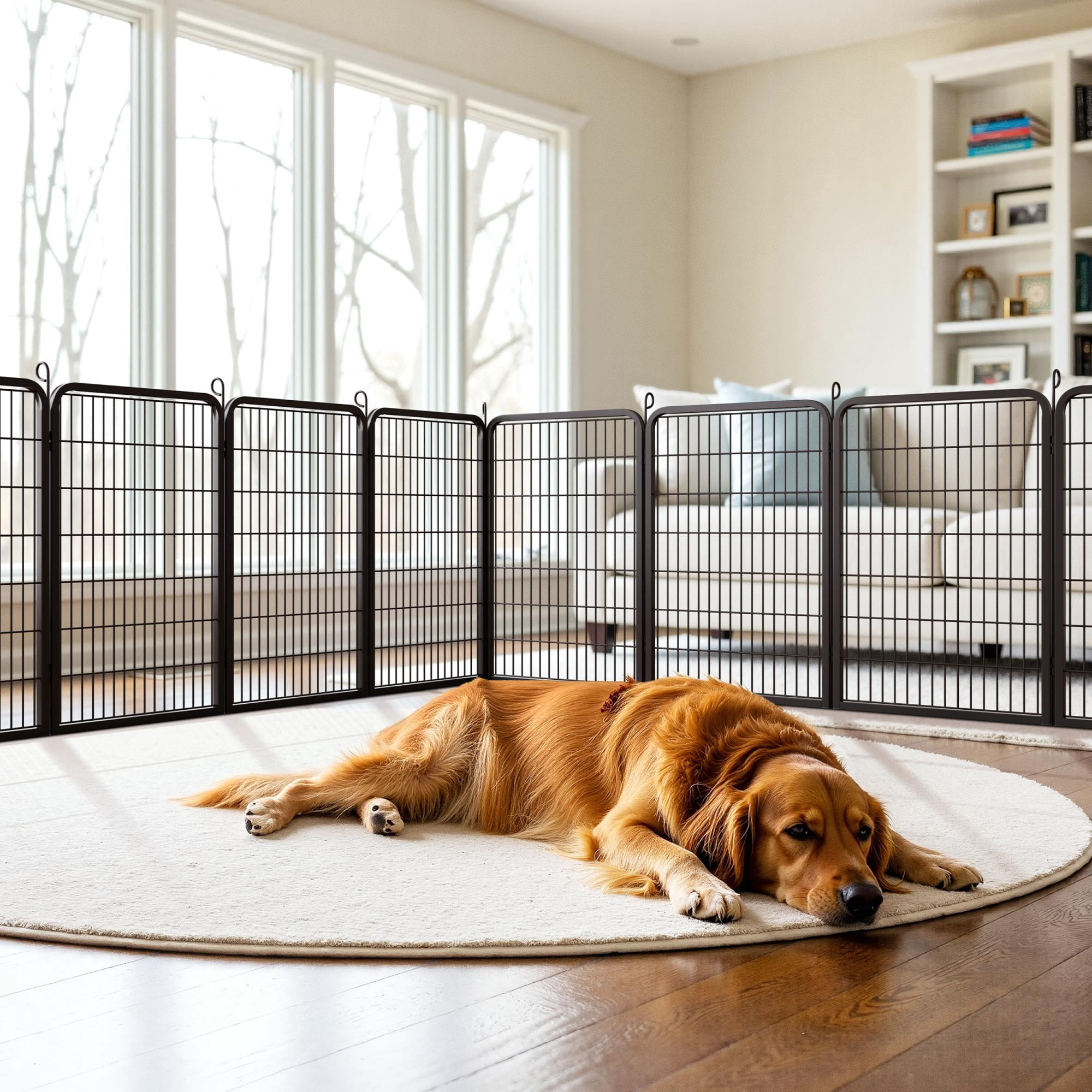 Alden Design 4 Panels 39.5″ H Metal Dog Playpen, Black