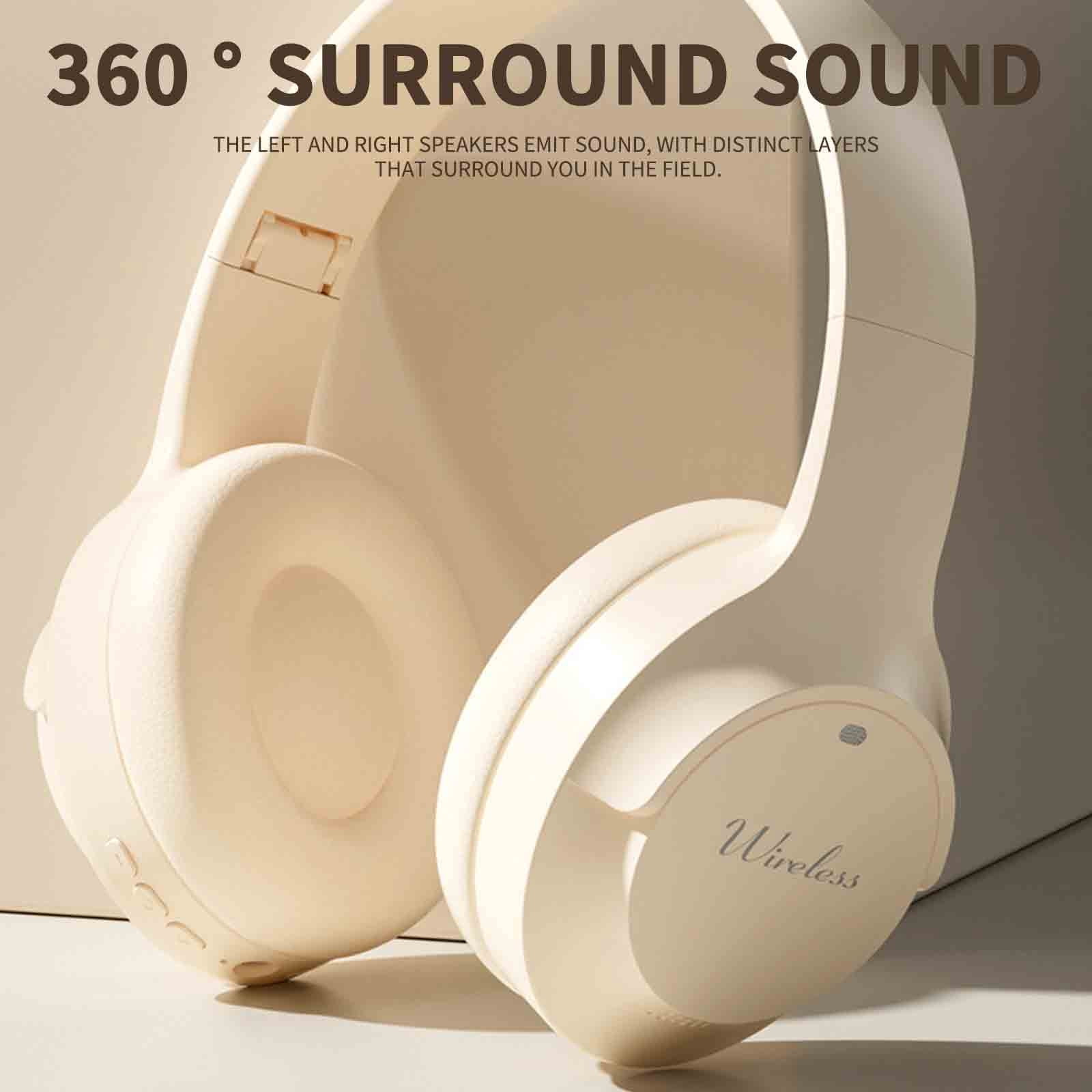 Bluetooth Headphones Over Ear, 65H Playtime and 6 EQ Music Modes Wireless Headphones with Microphone, HiFi Stereo Foldable Lightweight Headset, Deep Bass for Home Office Cellphone PC Ect.,Pink