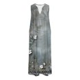 thumbnail image 3 of Puliio Tank Dress for Women Summer Notch Neck Floral Print Loose Casual Beach Midi Dress with Pockets, 3 of 4