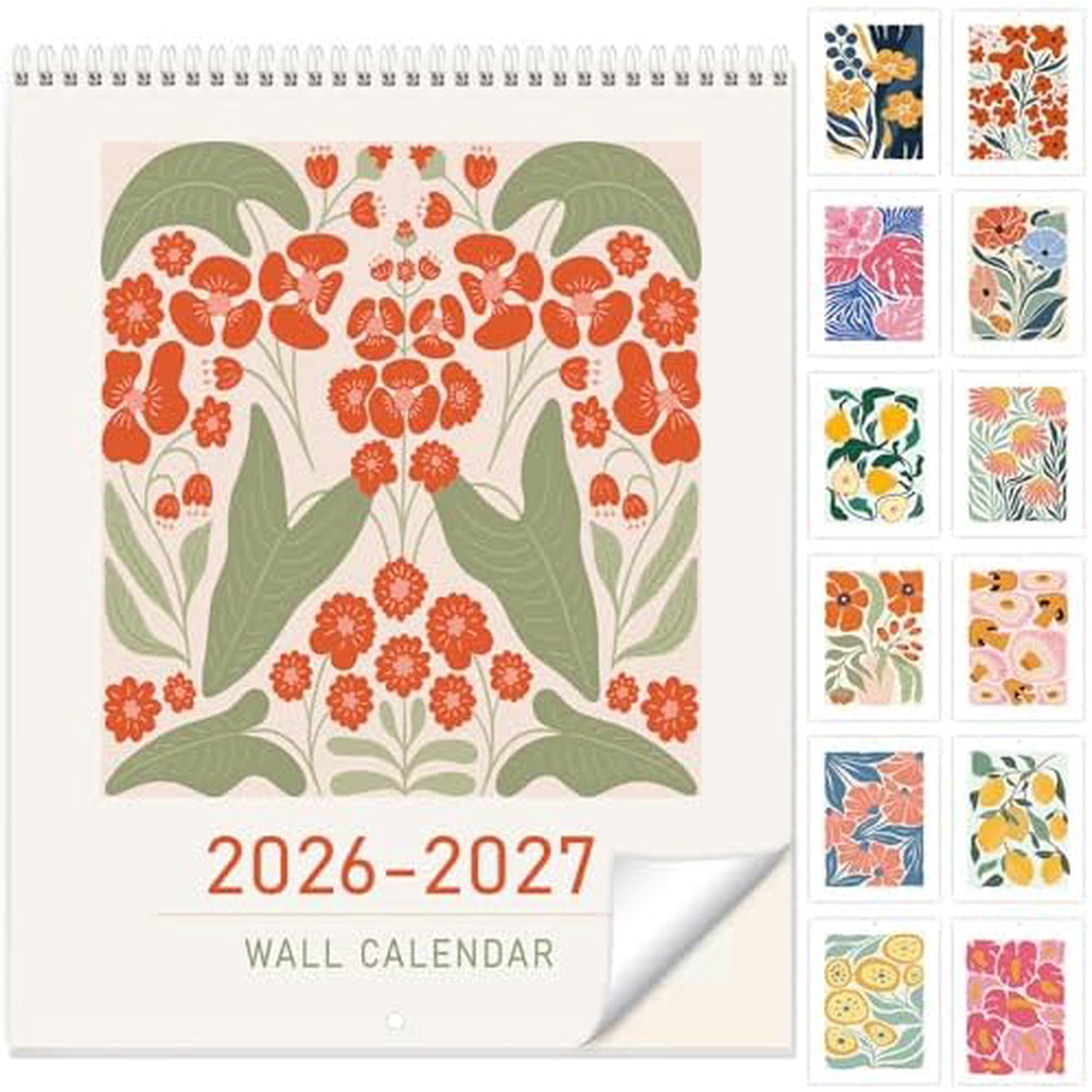 Wall Calendar 2026-2027 Vertical Calendar Wall 2026 13-Month Aesthetic Calendar From 2026 Jun-2027 Jun 28 X 11 Monthly Planner Wall With Thick Paper Floral Design for Home Office