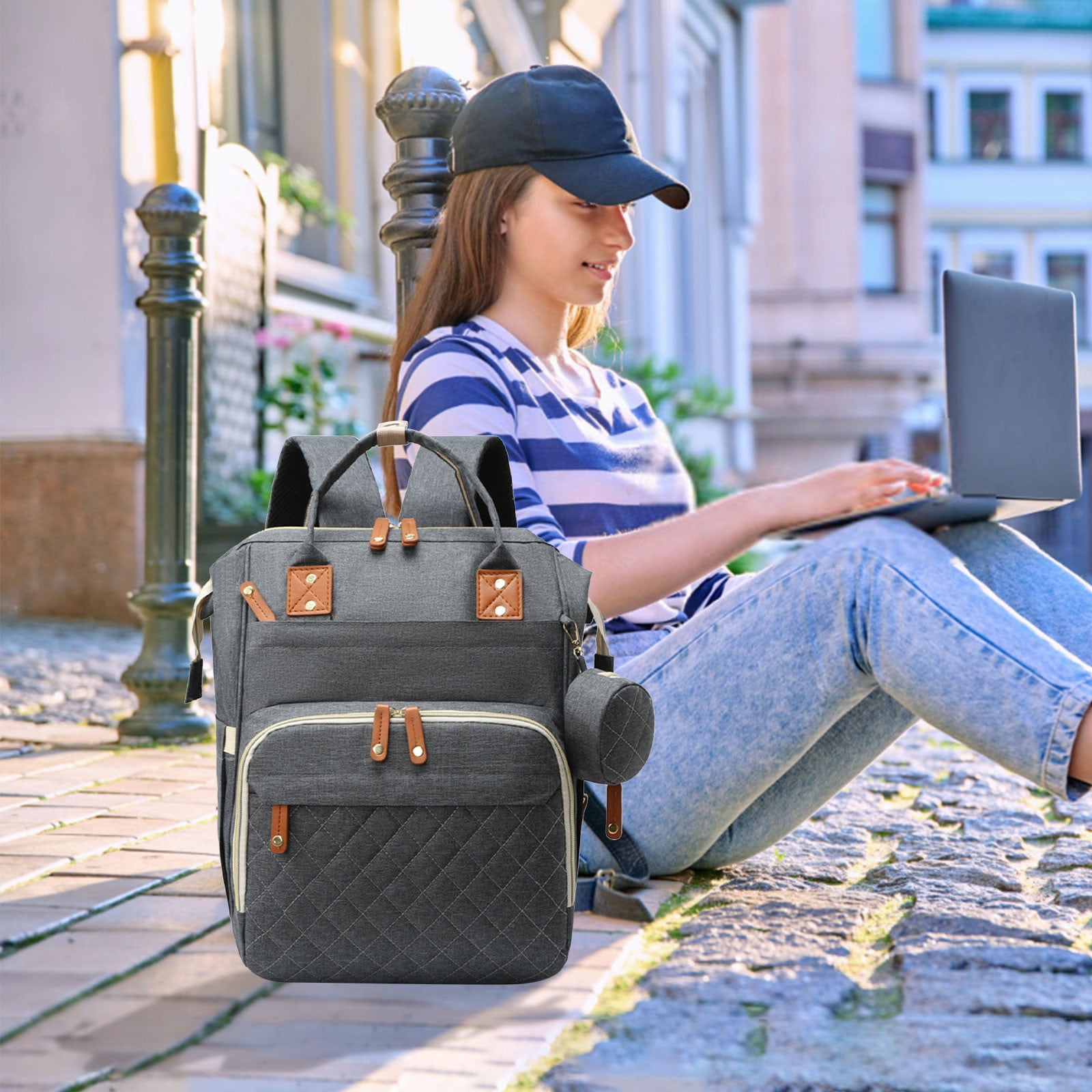 Kdkad Diaper Bag Backpack, Baby Bag, Diaper Bag with Changing Station, Diaper Changing Station, Portable Diaper Changing Pad, Large Capacity