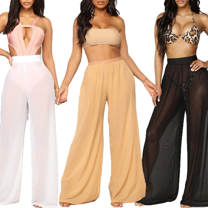 Sheer wide leg trousers Clearance