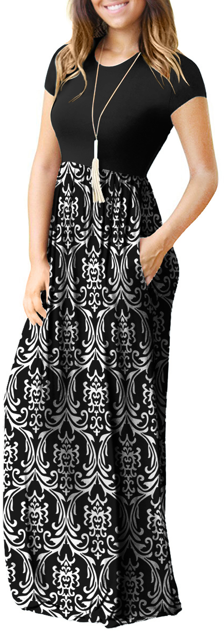 HAOMEILI Women's Short Sleeve Maxi Dress with Pockets photo 2