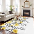 thumbnail image 2 of Yellow Floral Area Rugs 5'x7', Washable Small Throw Rugs for Laundry Room Playroom, Farmhouse Spring Flowers Leaves Indoor Outdoor Rug Non-Slip Low Pile Carpet Runner Reversible Floor Mats, 2 of 8