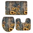 thumbnail image 2 of Summer Flower Bathroom Rugs Set Country Sunflower Wood Grain Non Slip Absorbent Soft Bath Mats 3 Piece Set with Bathroom Rug, U-Shaped Floor Mat, Toilet Seat Cover Large Size, 2 of 9
