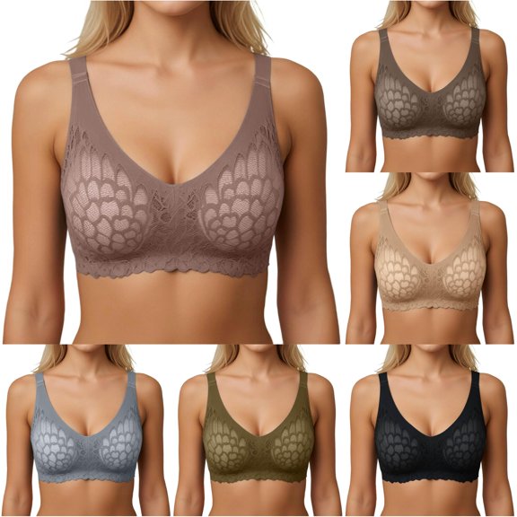 GPOECD Bras for Women Full Figure Lace Underwire Bra for Push Up Comfortable Everyday T Shirt Bra Underwire Bras for Women,Pink,S