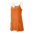 thumbnail image 4 of Summer Romper Dresses for Women with Pockets,Sleeveless Crewneck Mini Dress V-Neck Pullover Sleep Shirts, 4 of 5