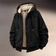 thumbnail image 1 of MHFRRA Chaqueta Informal de Manga Larga con Capucha y Forro Grueso para Hombre, para Otoño E Invierno Negro, 1 of 3