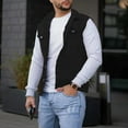 thumbnail image 2 of Men Fashion Coats Spring Autumn Leisure Streetwear Solid Color Buckle Lapel Slim Denim Jcket Vest, 2 of 4