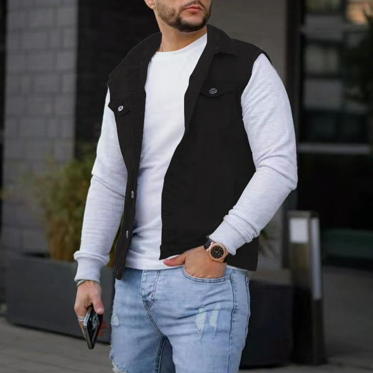 fvwitlyh Cowboy Vest Men Quilted Winter Padded Sleeveless Jackets Gilet for Casual Work Travel Outdoor