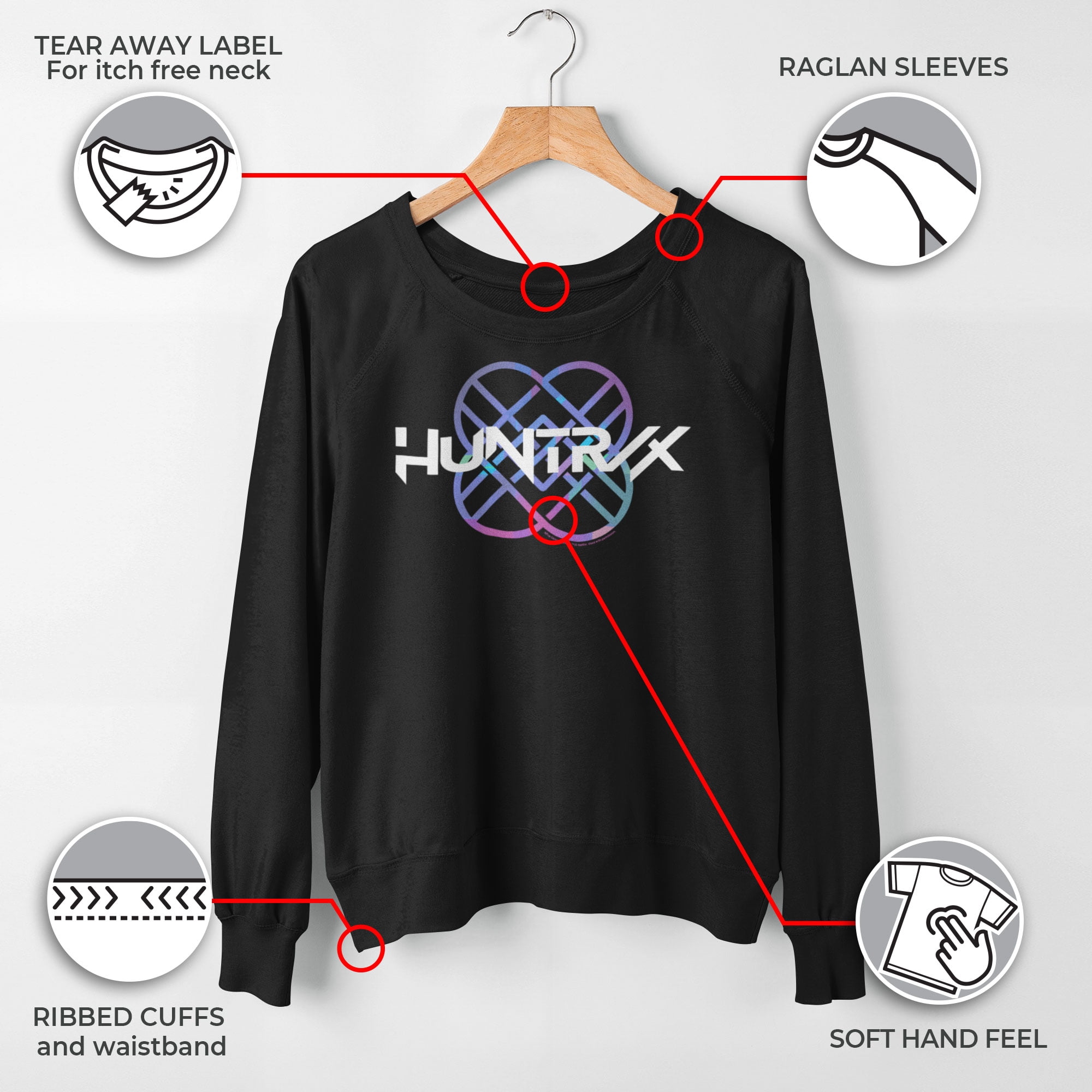 Juniors KPop Demon Hunters Huntrix Holographic Logo Sweatshirt
