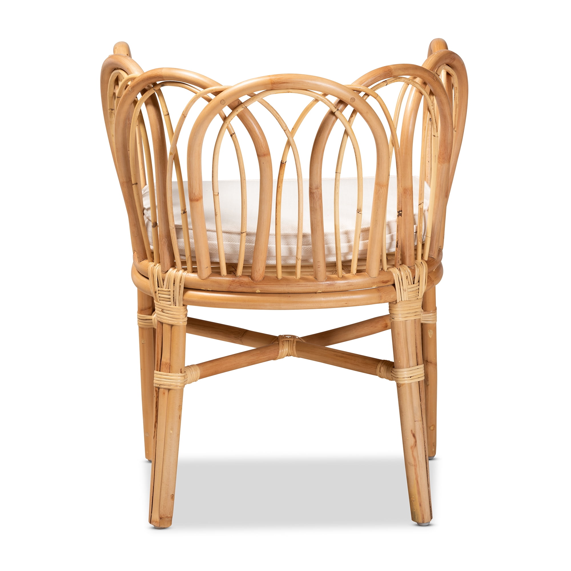 bali & pari Melody Natural Rattan Accent Chair with Removable Cushion, Modern Tropical Design