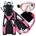 thumbnail image 1 of Junior Snorkeling Scuba Diving Mask DRY Snorkel Fins Set for kids, Pink, LXL, 1 of 1
