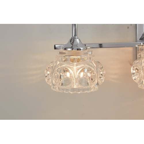 ACE-LIGHTS,Retro 5-Light Bathroom Vanity Light Fixture with Crystal Glass Shades(Bulbs Not Included),Wall Mounted Lighting for Bathroom,Dressing Room,Powder Room and Vanity Mirror(Brushed Nickel）
