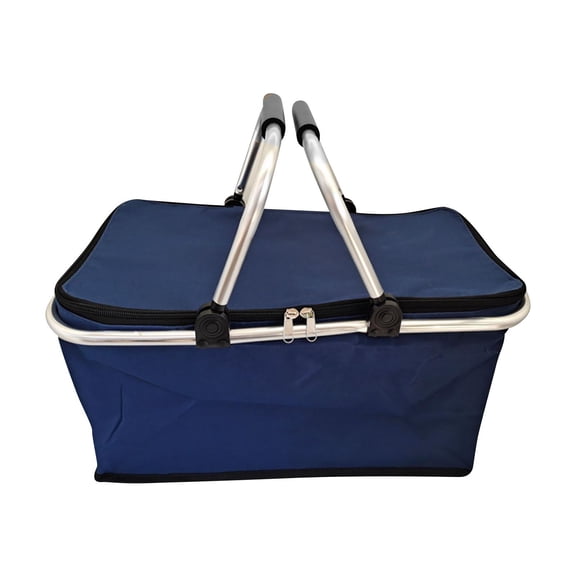 Folding Cooler Box Picnic Bag | Portable Insulated Lunch Tote with Leakproof PEVA Lining, Thick Foam for Hot & Cold Food Storage, Water Repellent Fabric, Double Handle & Shoulder Strap, Camping BBQ