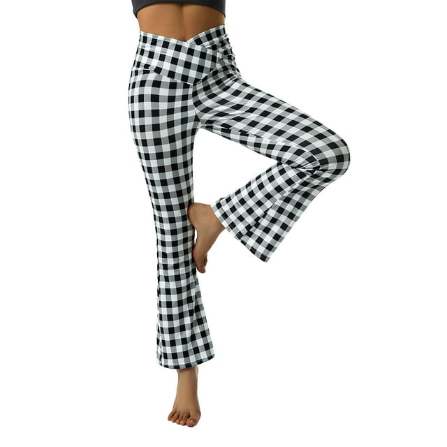 Women's Bootcut Yoga Pants Crossover High Waisted Workout Leggings Stretch Through Tummy Control Flare Pants