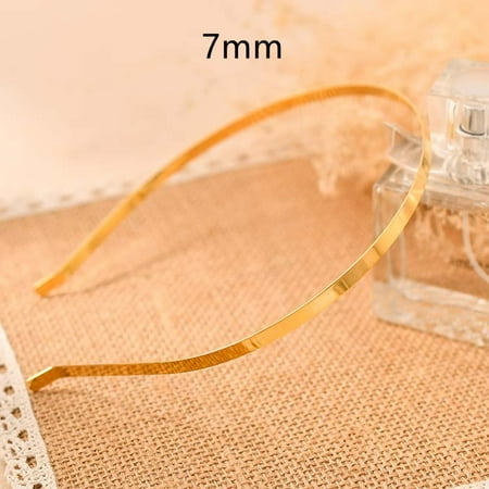20pcs 1.2mm 3mm 5mm 7mm 10mm Metal Hairband Wholesale DIY Crafts Headband Silver Gold Black Hair Hoop for Jewelry Girls Headwear 7mm Gold