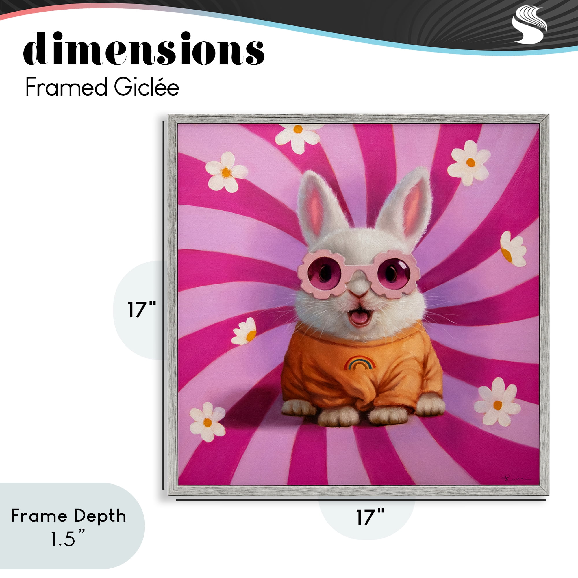 Stupell Industries Good Vibes Only Rabbit Gray Framed Giclee Art, design by Lucia Heffernan