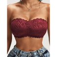 thumbnail image 6 of VISALY Women's Lace Strapless Bandeau Bra Padded Wireless Anti-Slip Tube Top Bra High Support Lace Comfortable Breathable Bra Non-Slip Seamless Convertible Bralette Sleeveless Bralettes Wine M, 6 of 6