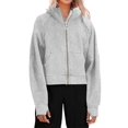 thumbnail image 2 of Langwyqu Spring Fall Women Long Sleeve Casual Hooded Coat Zipper Crop Tops Sweatshirt, 2 of 5