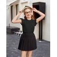 thumbnail image 5 of Arshiner Girls Ruffle Short Sleeve Shirts Cute Summer Frill Neck Pleated Textured Blouse Tops, 5 of 7