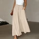 thumbnail image 5 of Pantalones de Mujer Casual Botón de Color Sólido Pantalones Largos Delanteros con Bolsillos, Pantalones Cómodos, 5 of 6
