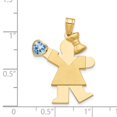thumbnail image 2 of 14k Yellow Gold Girl with CZ March Birthday Month Colored Stone Charm, 2 of 3