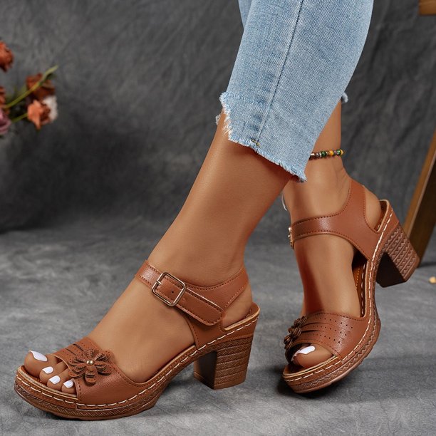 MKLEKYY Sandalias de Plataforma para Mujer, Estilo Europeo y Retro, de Comercio Exterior, de Talla Grande, Huecas, Ligeras, Con Suela Suave, Informales 941