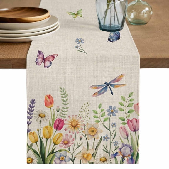 Christmas Table Runner 108 Inches, Skull Red Floral Botanical Black Bed Runner Dresser Scarves Tabletop for Indoor Outdoor Parties/Ceremony/Banquet, 13"x 108"