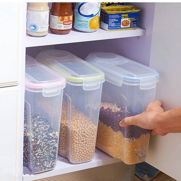 Tarro multifuncional para cocina | Recipiente hermético sellado de 4 litros con anillo de silicona con tapa de cuatro cierres | Contenedor transparente para productos secos con base antideslizante