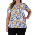 thumbnail image 3 of Easter Medical Scrubs Women Bunny Eggs Printed Stretch Fashion Nurse Working Uniform, Cozy V Neck Short Sleeve Pocket Tunic Tops Purple XXXXL, 3 of 5