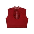 thumbnail image 4 of YiZYiF Kids Girls Lyrical Dance Crop Top Mock Neck Sleeveless Rhinestones Dancing Vests Tank Tops Burgundy 10, 4 of 6