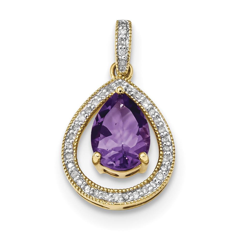 14K Solid 14K Yellow gold  Amethyst=1.65 carats and diamond pendant 