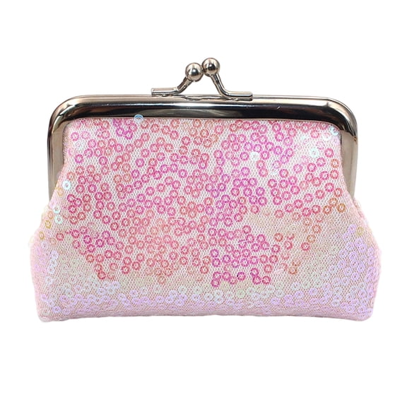 Women Coin Purse,with Metal Hinge And Kiss-lock Design,Lightweight Portable Mini Wallet,with Sequined Glitter Vintage Pouch for Coins Cards Lipstick