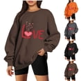 thumbnail image 4 of Crewneck Sweatshirts for Women Valentine's Day Cute Funny Graphic Print Pullover Tops Casual Long Sleeve Shirt(Orange,M), 4 of 4