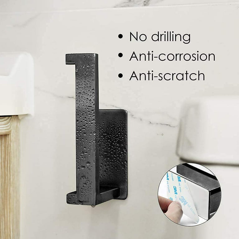 WILIFDOM Toilet Paper Holder Black 3M Self Adhesive Bathroom Paper Towel  Roll Holder, Toilet Roll Holder Stainless Steel Wall Mount